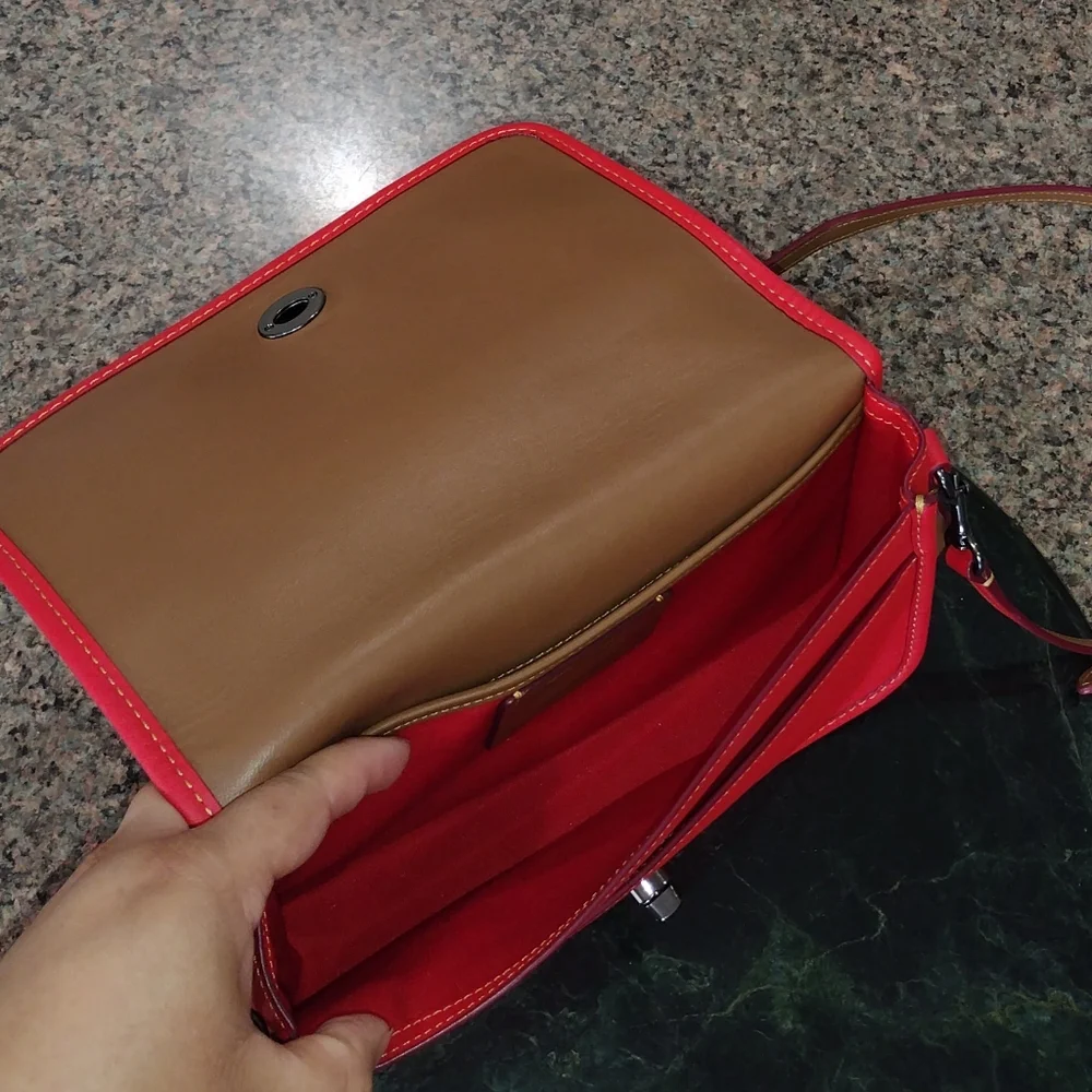 Coach x Disney Red Penny Crossbody with Mickey Mouse black sketched LIKE…